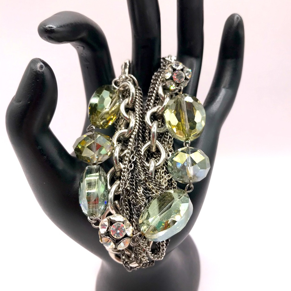 Simply Vera Silver-Tone and Green Beaded Bracelet